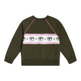 Chiara Ferragni Solid Color Crewneck Sweatshirt With Green Print For Baby Girl