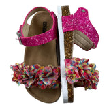 Colors Of California Glitter Solid Color Sandal With Fuchsia Appliques For Girls