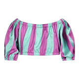 Marc Ellis Two-Tone Top With Elastic And Logo Striped Pattern Green/Purple For Girls