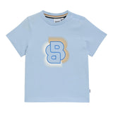 Boss T-Shirt Girocollo Tinta Unita con Logo per Neonato J52108 AZZURRO BOSS 