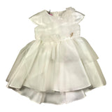 Miss Blumarine Half Sleeve Dress Solid Color With White Tulle For Baby Girl