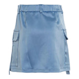 Vicolo Plain Satin Fabric Skirt With Elastic Waist Light Blue For Girls