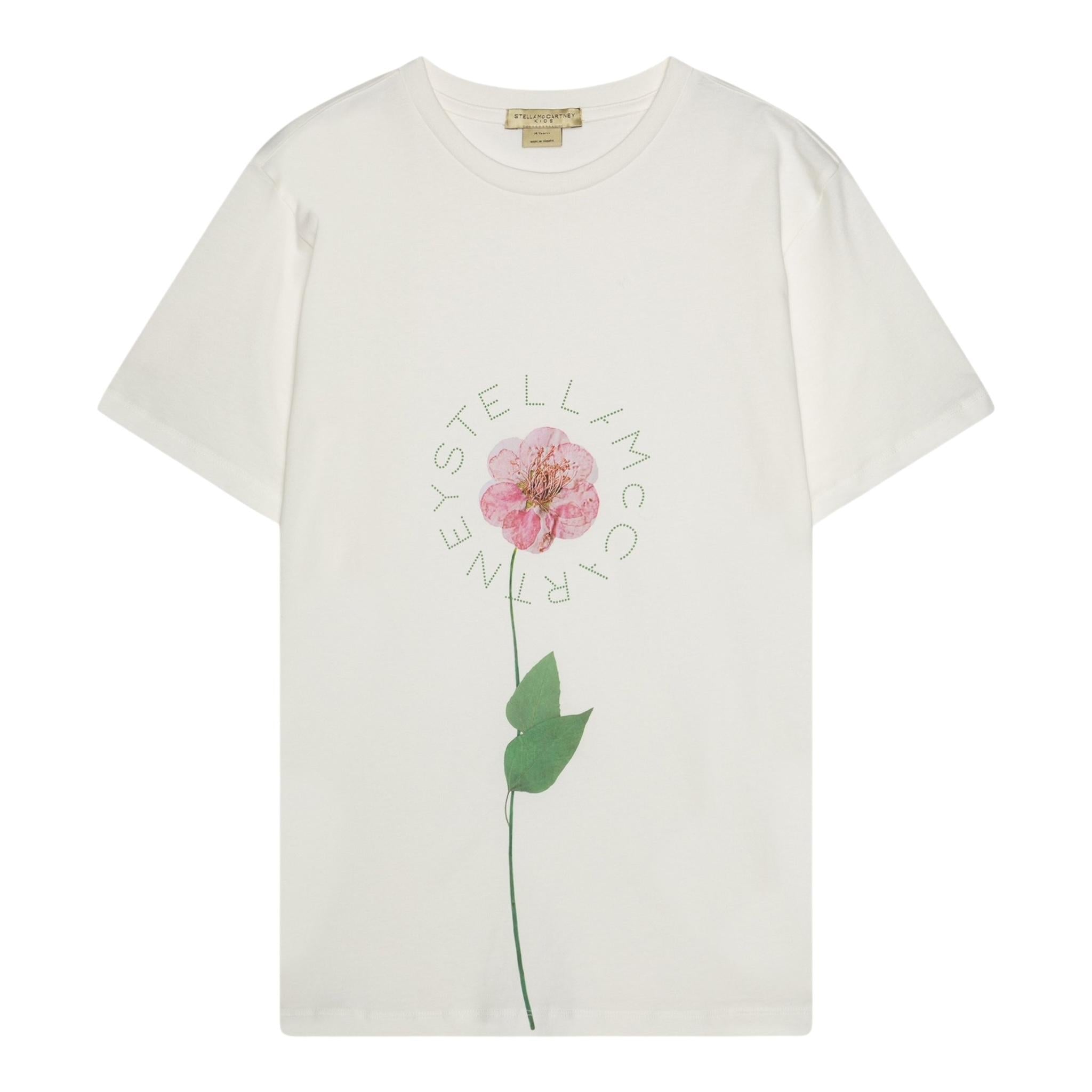 Stella Mccartney T-Shirt Girocollo Tinta Unita con Stampa per Bambina TW8C41 PANNA STELLA McCARTNEY 