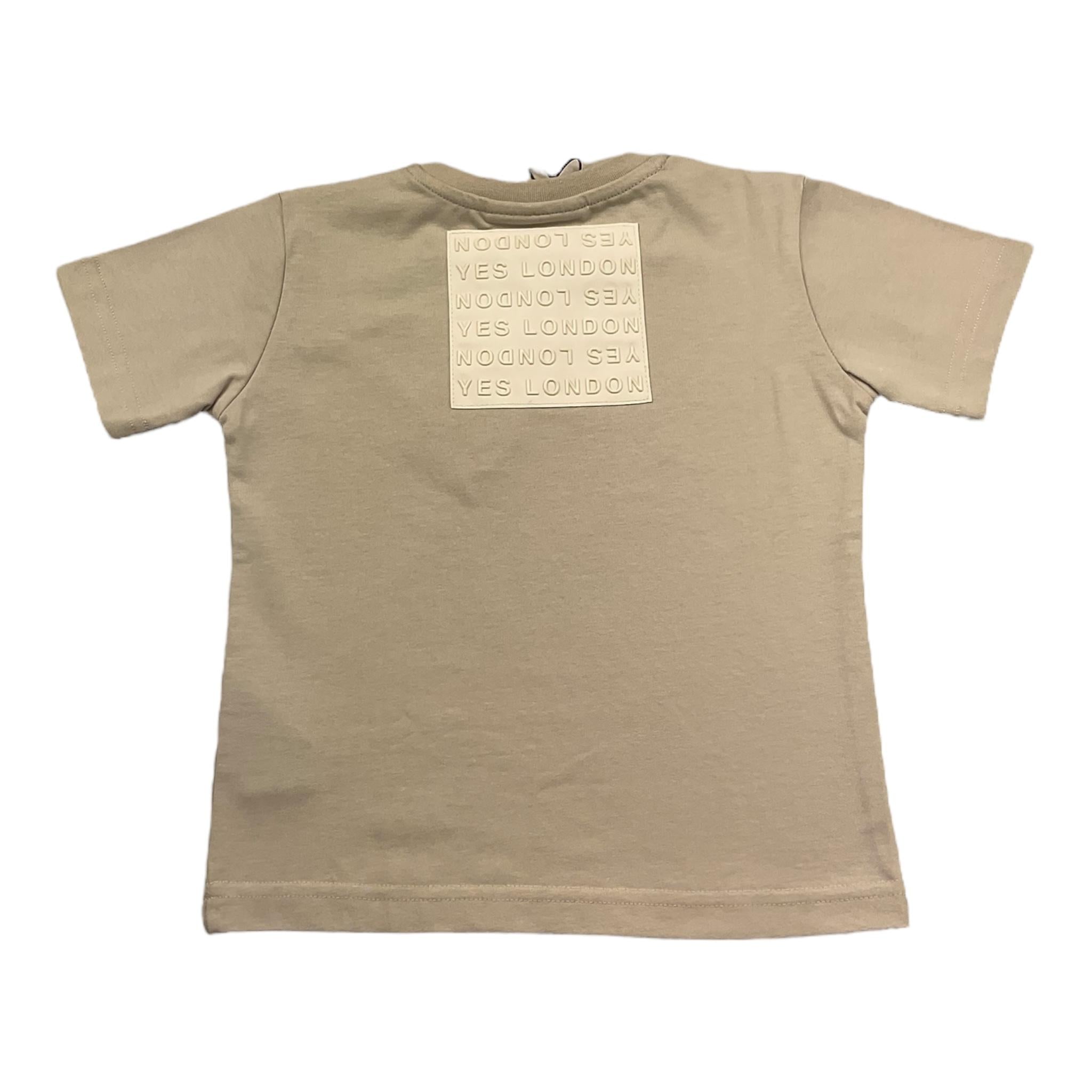 Yes London T-Shirt Girocollo Tinta Unita con Stampa per Bambino JR2119 BEIGE YES LONDON 