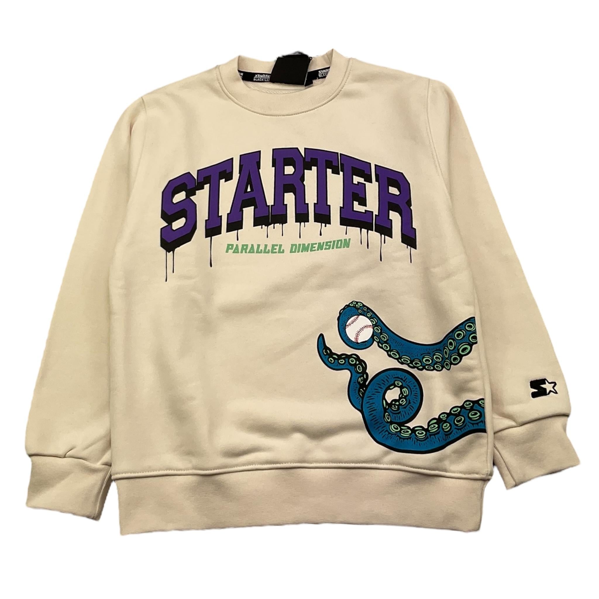 STARTER felpa chiusa girocollo tinta unita con logo Crema per Bambino 1306 CREMA STARTER 