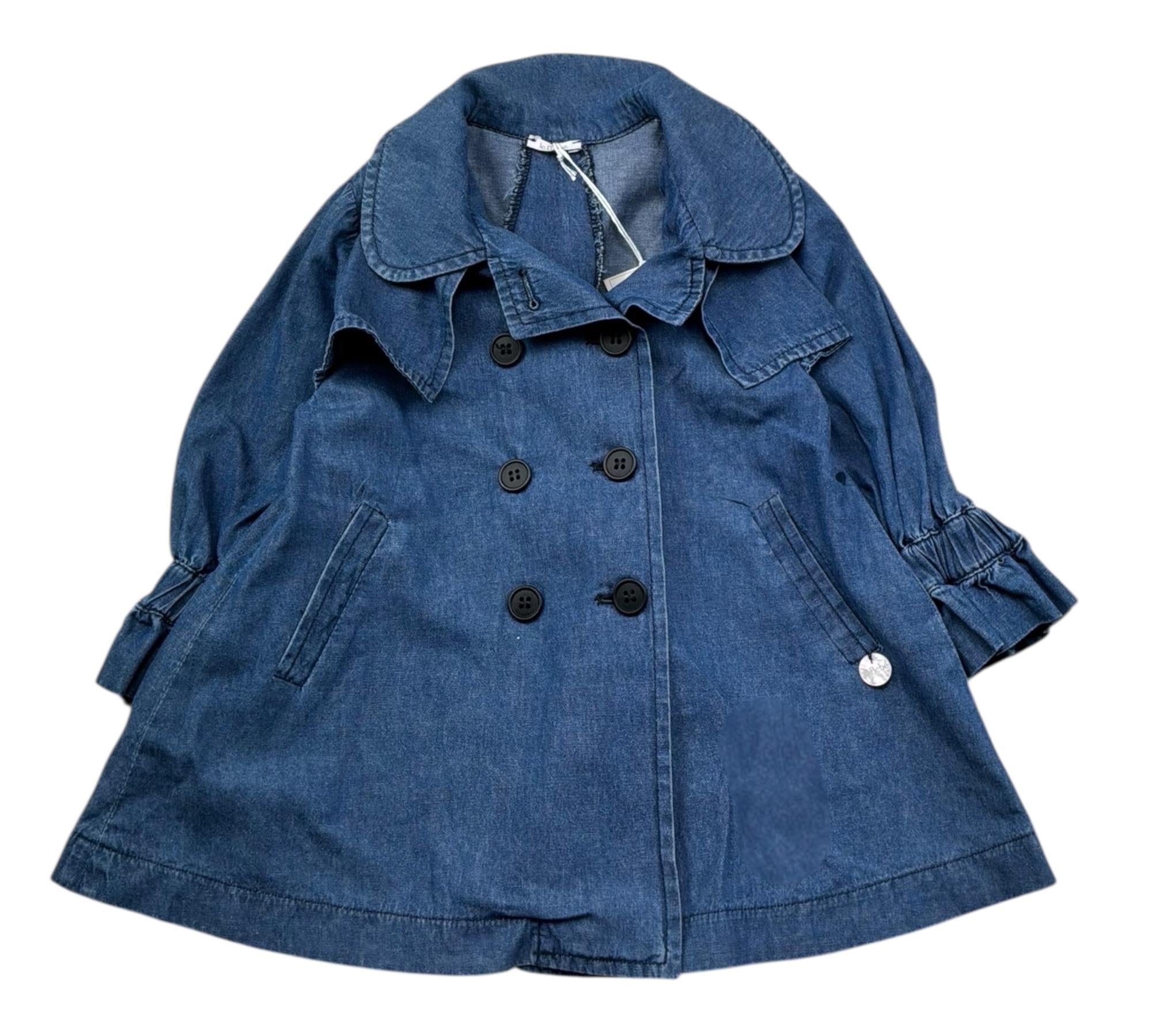 Le Bebe Cappotto In Denim Tinta Unita Doppiopetto per Neonata LBG6423 BLU LE BEBE 