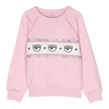 Chiara Ferragni Solid Color Crewneck Sweatshirt With Pink Print For Girls