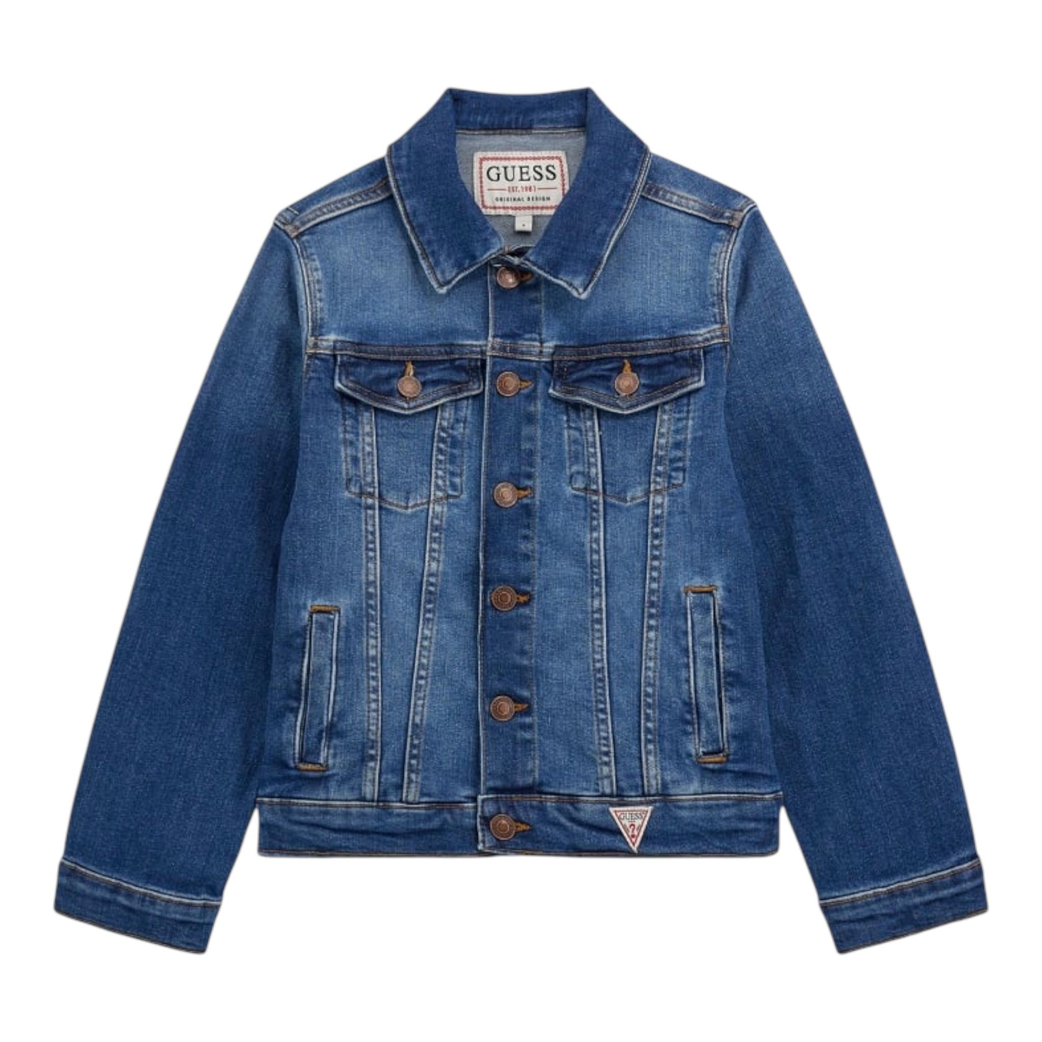 Guess Giubbino In Denim Tinta Unita per Bambino L4RL07D4GV0 BLU GUESS 