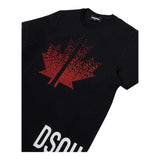 DSQUARED2 t-shirts girocollo tinta unita con stampa in contrasto Nero per Bambino DQ2537 NERO DSQUARED2 