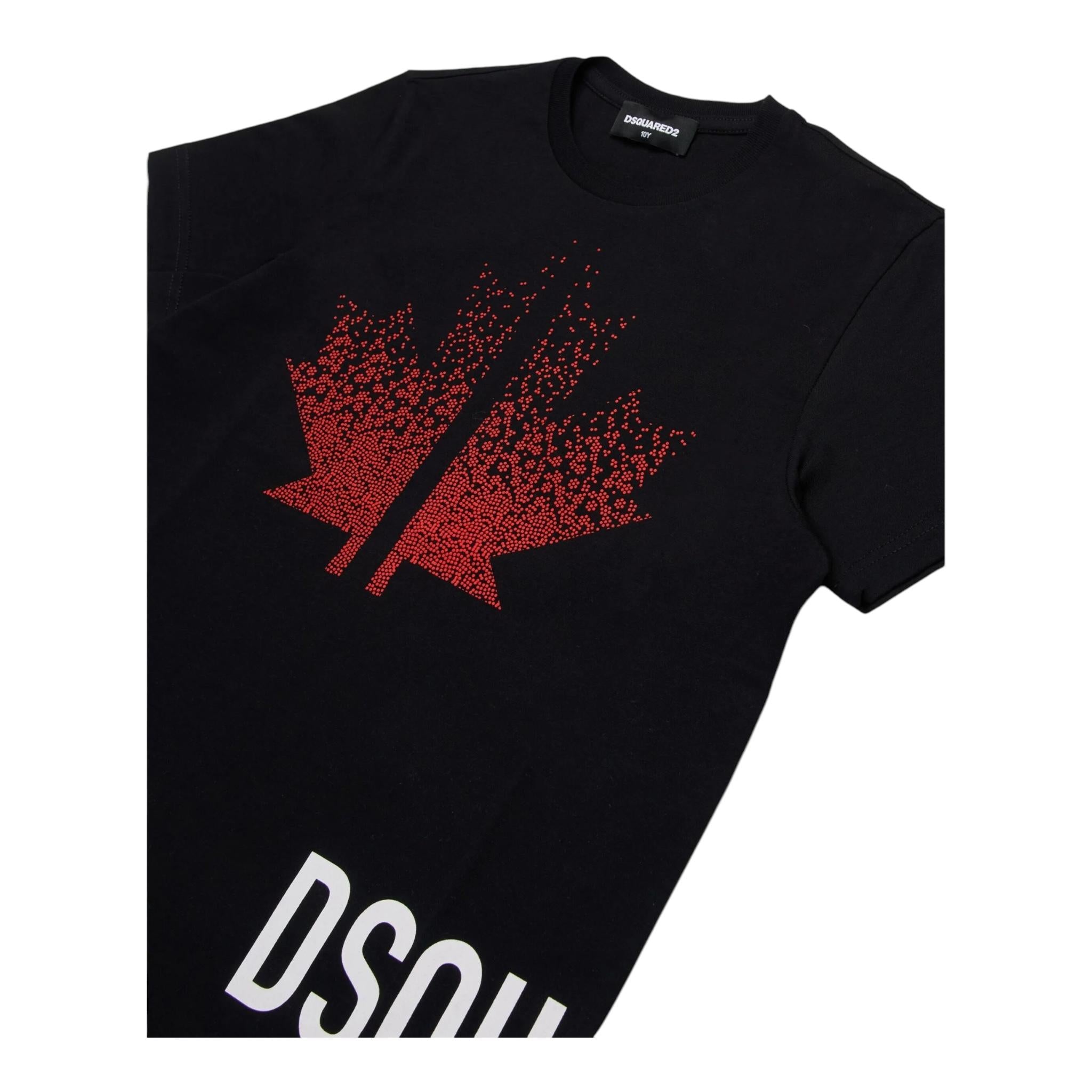DSQUARED2 t-shirts girocollo tinta unita con stampa in contrasto Nero per Bambino DQ2537 NERO DSQUARED2 