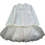 Le Bebe Abito Manica Lunga Tinta Unita con Gonna Tulle per Neonata LBG0465 BIANCO LE BEBE 