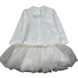 Le Bebe Abito Manica Lunga Tinta Unita con Gonna Tulle per Neonata LBG0465 BIANCO LE BEBE 