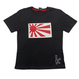 Kejo Solid Color Crew Neck T-Shirt With Contrast Print Black For Boys