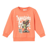 NAME.IT felpa chiusa girocollo tinta unita con stampa in contrasto Salmone per Bambino 13233081 SALMONE NAME.IT 