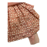 Squid Half Sleeve Dress With Band And Pink Flower Embroidery For Baby Girl