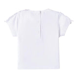 Mini Banda T-Shirt Crew Neck Solid Color With Contrast Print White For Baby Girl