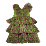 Met Abito Giromanica Tinta Unita Fantasia Maculata per Bambina ME302 VERDE MET 