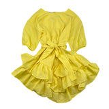 I Do Yellow Ruffled Solid Color Dress for Girls