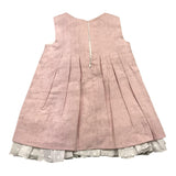 Le Coconne Solid Color Sleeveless Dress With Pink Bow For Baby Girl