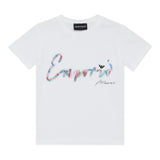 Emporio Armani T-Shirt Girocollo Tinta Unita con Logo per Bambina 3R3T7P BIANCO EMPORIO ARMANI 
