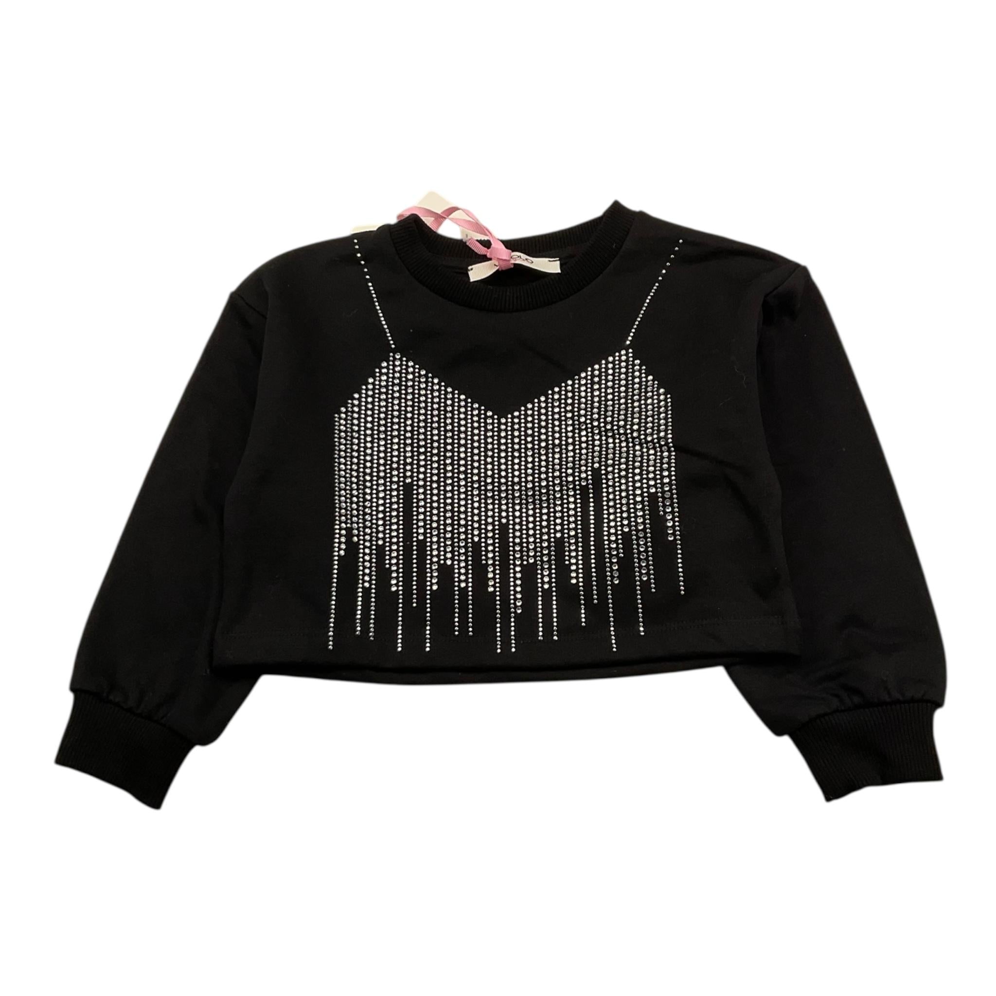 VICOLO felpa modello crop tinta unita con brillantini Nero per Neonata 3141FY00011 NERO VICOLO 