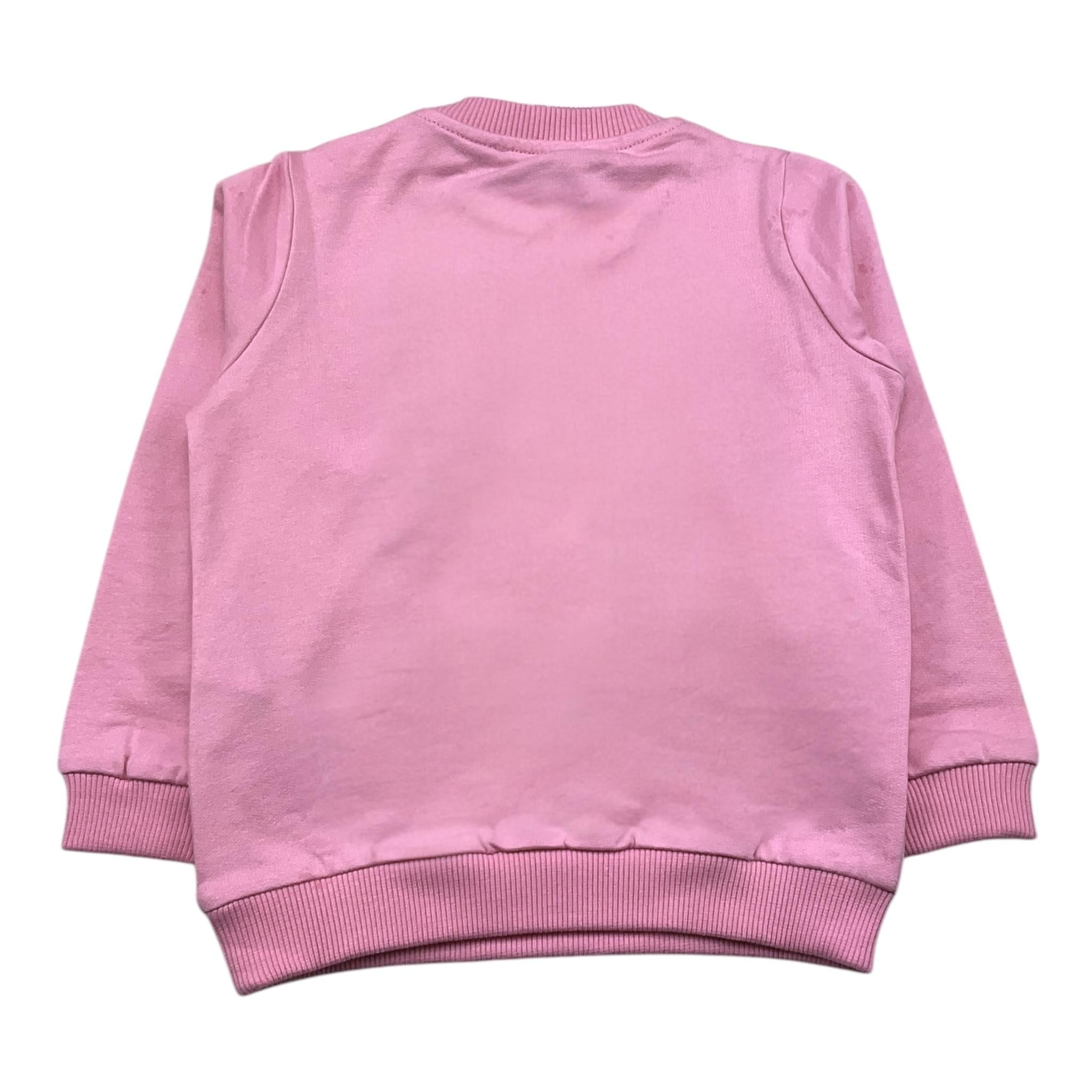 MOSCHINO felpa chiusa girocollo tinta unita con stampa in contrasto Rosa per Neonata M8F04Q ROSA MOSCHINO 