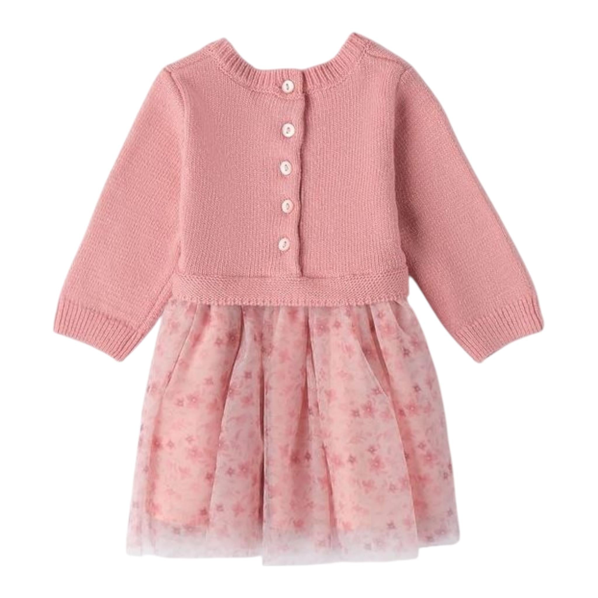 MINI BANDA abito manica lunga con gonna tulle Rosa per Neonata 3A753X ROSA MINI BANDA 