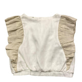 La Stupenderia Solid Color Half Sleeve Shirt With Contrast Ruffles White For Girls