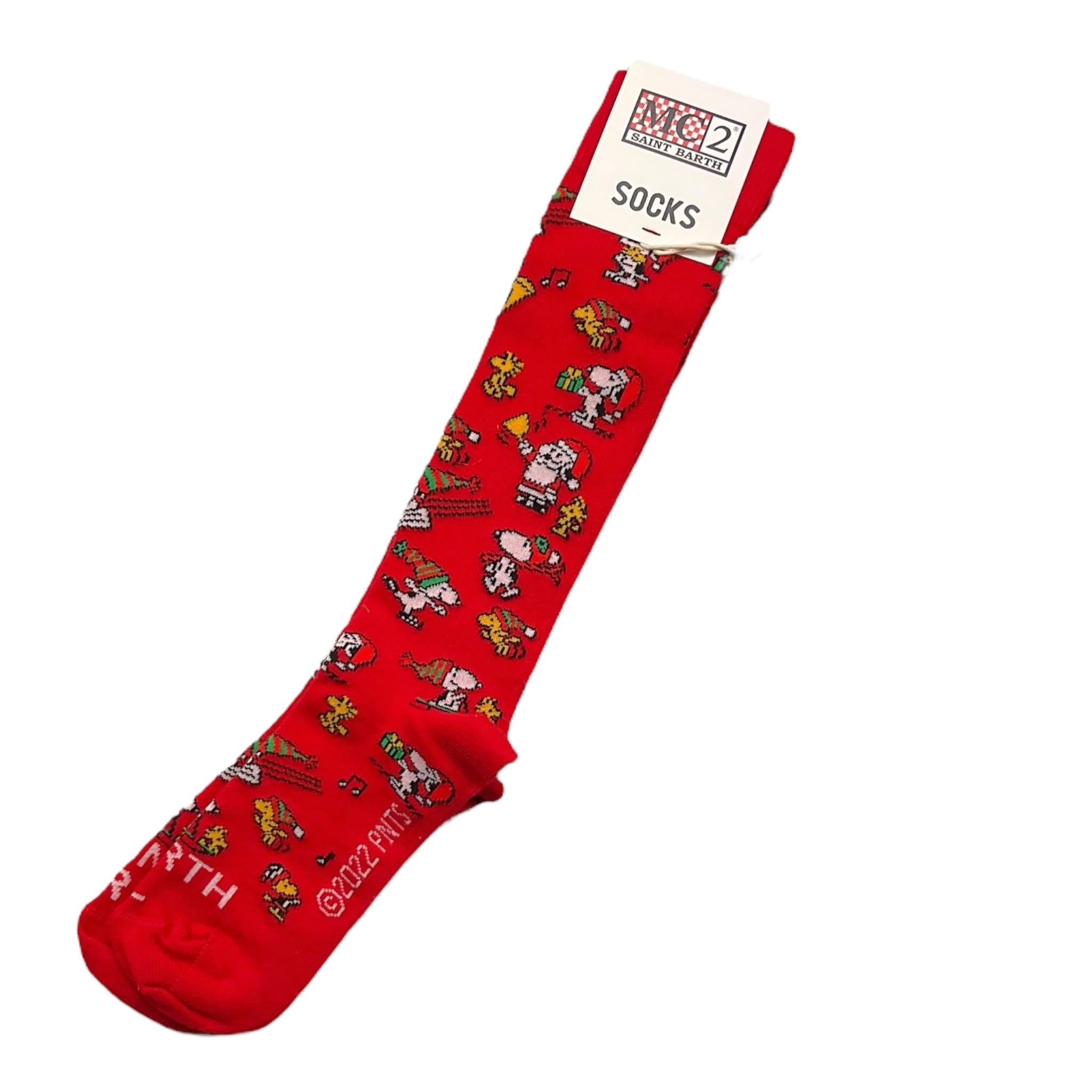 SAINT BARTH calzini tinta unita stampa snoopie Rosso per Bambino XMASSNOOPIE ROSSO SAINT BARTH 