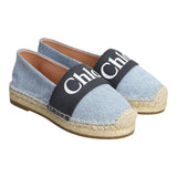 Chloe' Plain Denim Loafer With Light Blue Logo For Girls