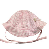 Baby Gi Hat Check Pattern With White/Pink Lace For Newborn