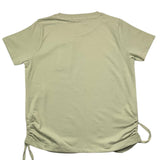 Hinnominate Solid Color Crew Neck Lace Up T-Shirt Green For Girls