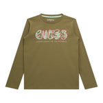 GUESS shirt girocollo tinta unita con logo Verde per Bambina L4YI21K8HM4 VERDE GUESS 
