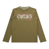 GUESS shirt girocollo tinta unita con logo Verde per Bambina L4YI21K8HM4 VERDE GUESS 