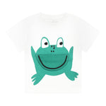 Stella Mccartney T-Shirt Girocollo Tinta Unita con Stampe Rana per Neonato TW8541 BIANCO STELLA McCARTNEY 