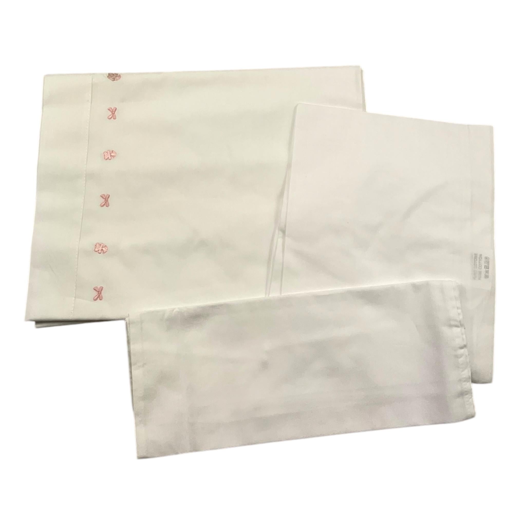 LE BEBE' set 3 pezzi lenzuola tinta unita cn ricami Bianco per Neonata LBG6004 BIANCO LE BEBE' 