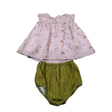 La Stupenderia Completo 2 Pezzi Camicia-Coulotte Bicolore per Neonata TBCT52 ROSA/VERDE LA STUPENDERIA 