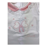 Ninnaoh Plain Romper with Print and Contrast Collar White for Baby Girl