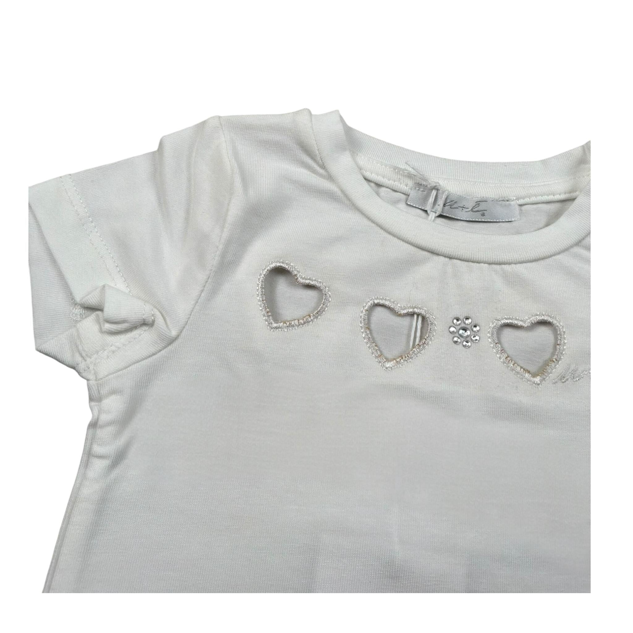 M+E' T-Shirt Girocollo tinta unita con Stampa Bianco per Neonata UE1257 BIANCO M+E' 