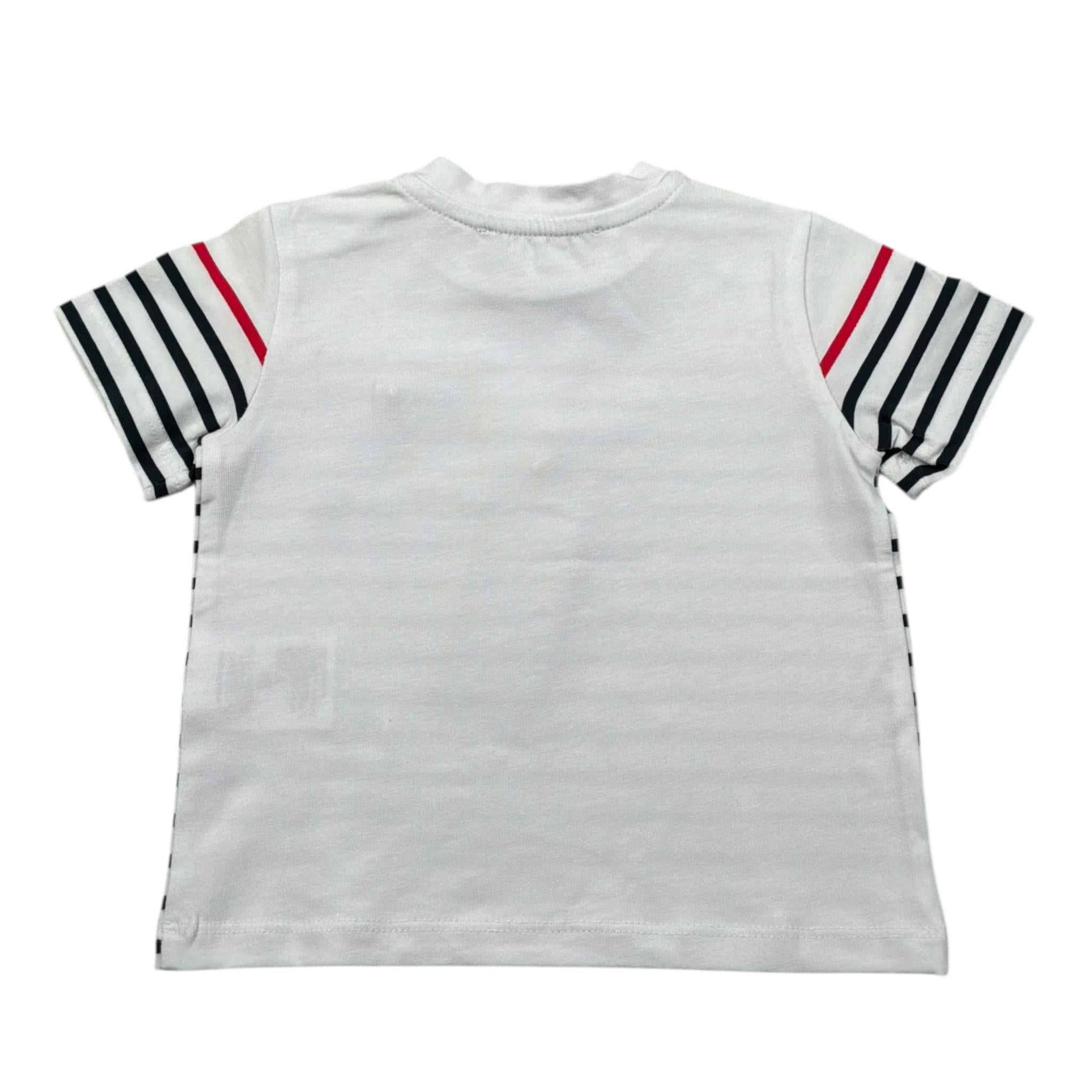 Daniele Alessandrini T-Shirt Girocollo Fantasia A Righe per Neonato 1296M00211N BIANCO DANIELE ALESSANDRINI 