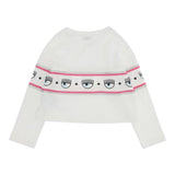 Chiara Ferragni Shirt Crew Neck Solid Color With White Print For Baby Girl