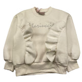 LIU JO felpa chiusa girocollo tinta unita con rouches Panna per Bambina MBFW23F260 PANNA LIU JO 