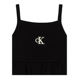 Calvin Klein Solid Color Strapless Dress With Black Culotte for Girls