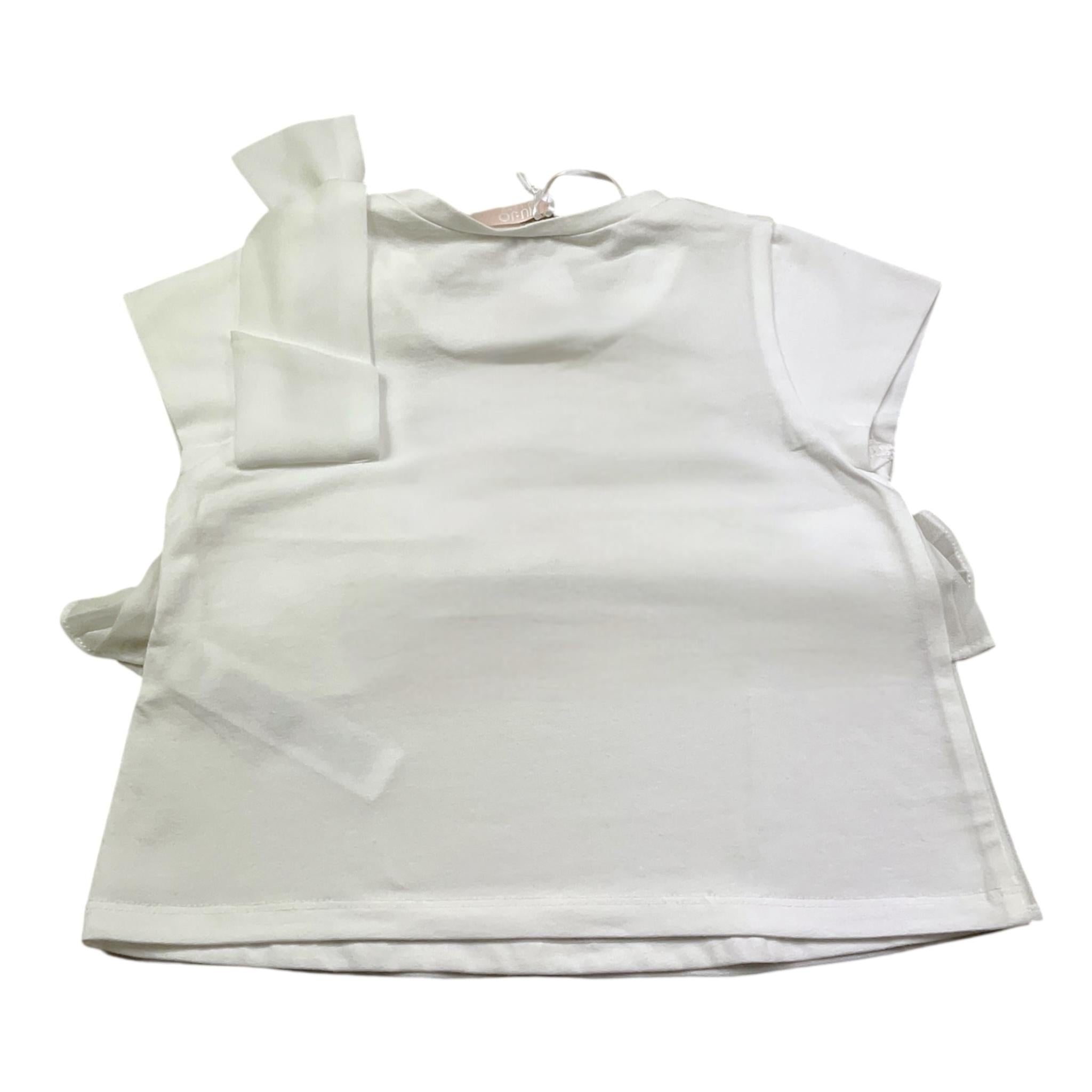 Liu Jo T-Shirt Tinta Unita Girocollo con Tulle per Neonata KA5134 BIANCO LIU JO 