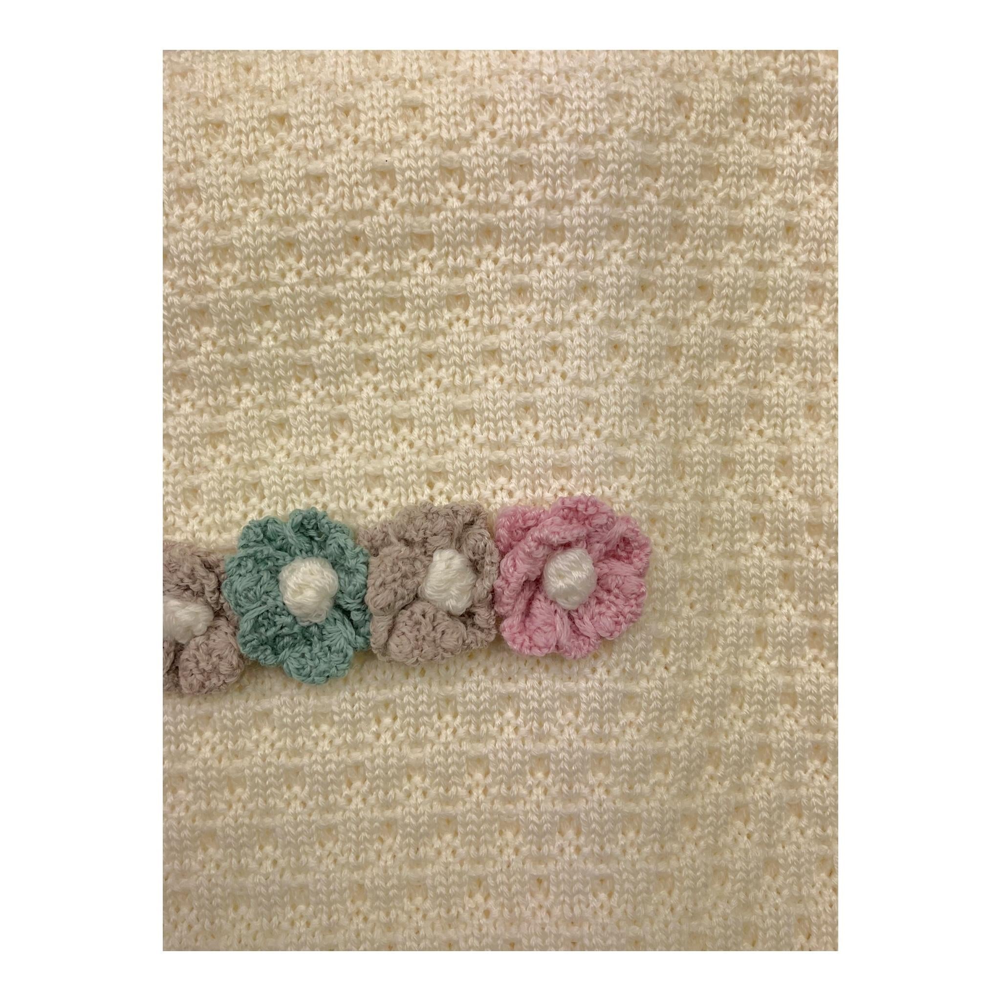 MARLU' coperta tinta unita con applicazioni Panna per Neonata IB1380 PANNA MARLU' 