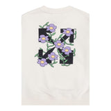 Off-White Solid Color Crewneck Sweatshirt With Beige Print For Girls