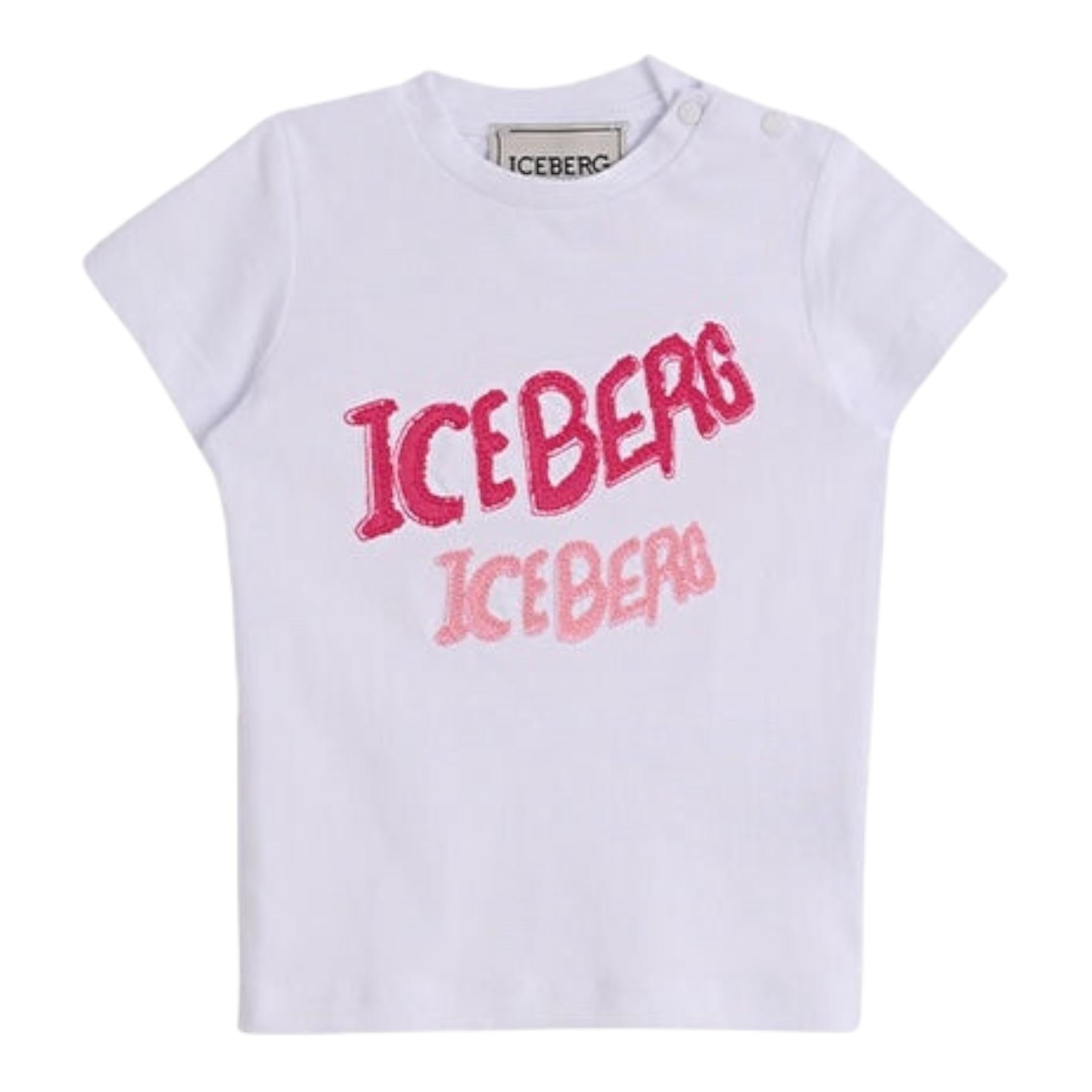Iceberg T-Shirt Girocollo Tinta Unita con Stampa per Bambina TSICE5163BJ BIANCO ICEBERG 