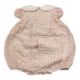 Barcellino Pink Check Pattern Half Sleeve Romper for Baby Girl