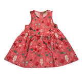 Losan Solid Color Navy Pink Pattern Sleeveless Dress for Baby Girl