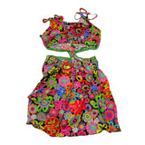 4Giveness Black Strapless Floral Printed Solid Dress For Girls